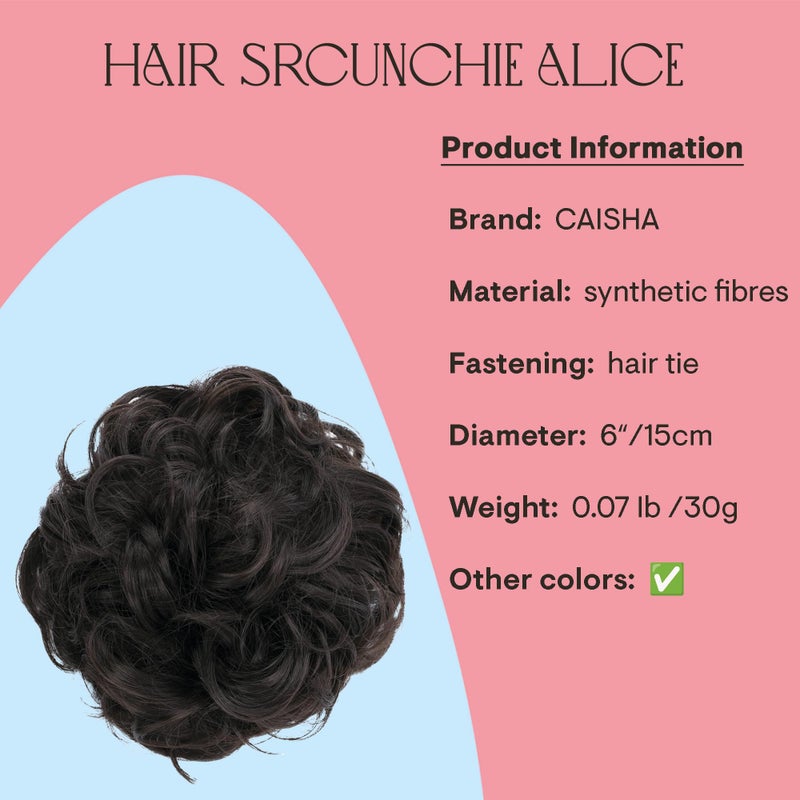 CAISHA Messy Scrunchie Bun Voluminous Wavy Hairpiece Heat-resistant Synthetic Fibres Dark Brown G2A - Image 2